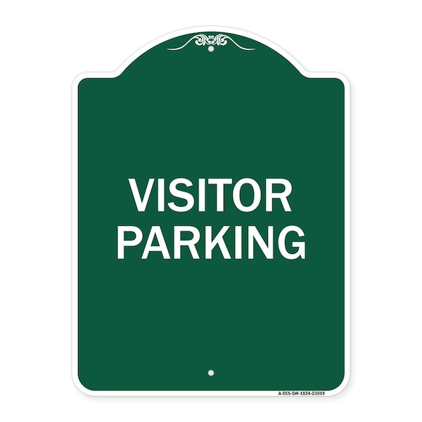 Reserved Parking Sign Visitor Parking, Green & White Aluminum Sign, 18" x 24", GW-1824-23019